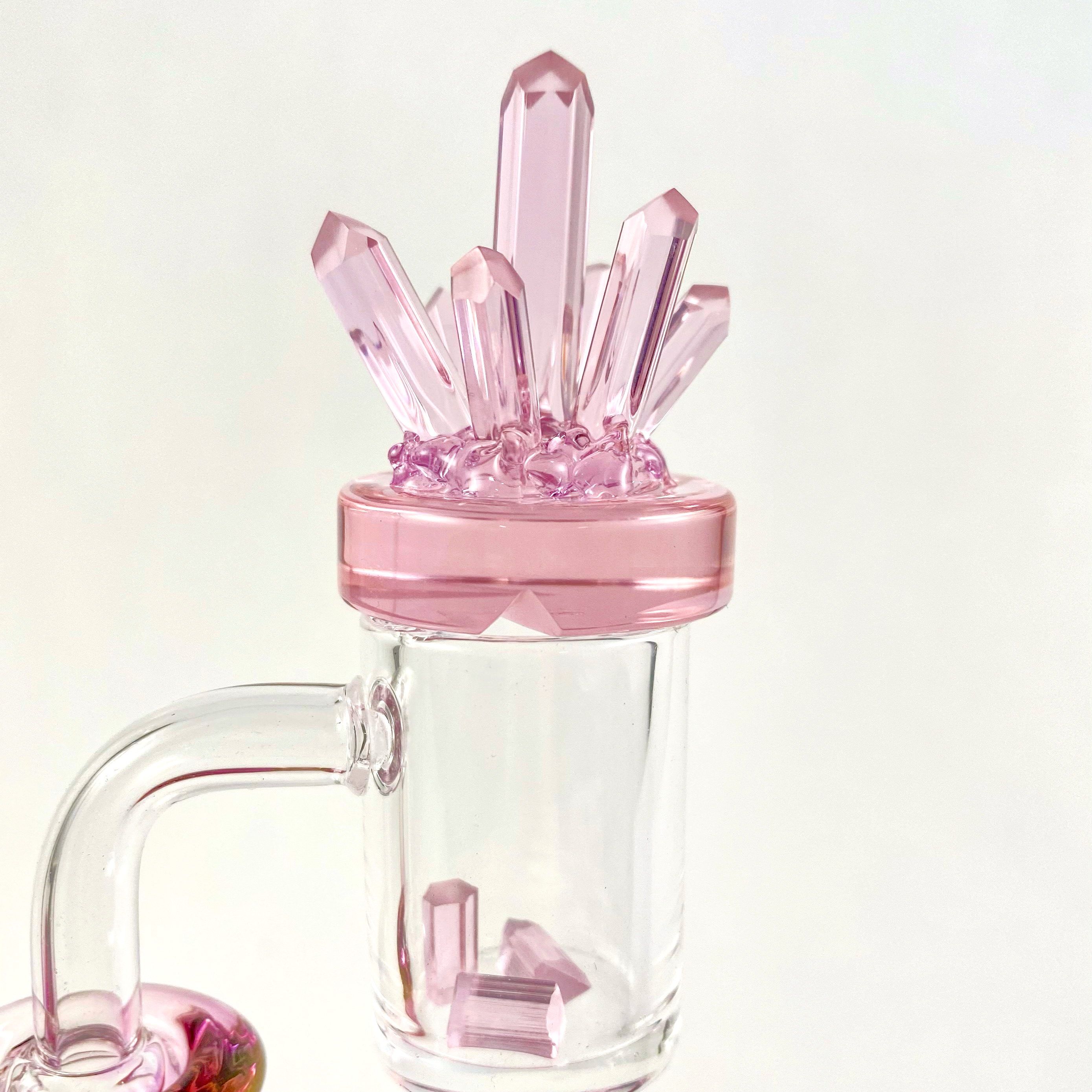 Rose quartz cluster spinner cap