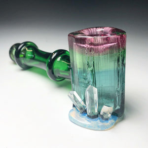 Watermelon Tourmaline cluster dry hammer